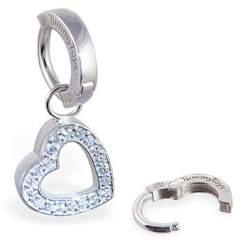 Buy Belly Rings. TummyToys Silver Floating Heart Swinger - With Solid Silver Clasp Lock Belly Ring