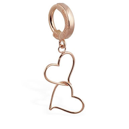 TummyToys® Solid Rose Gold Hand Made Double Heart Belly Ring
